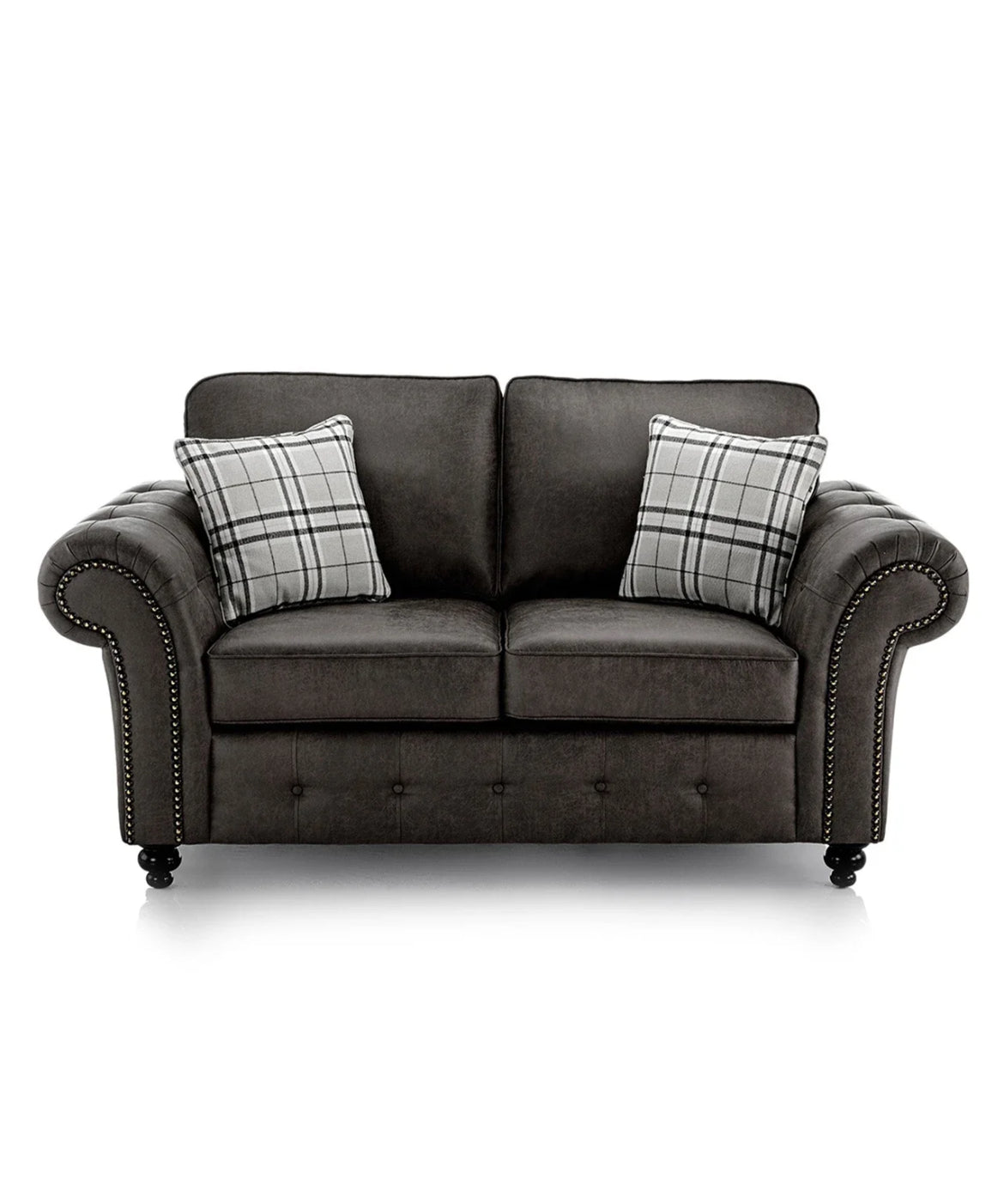 New Oakland ~ Brown / Black Suede Faux Leather 2 Seater