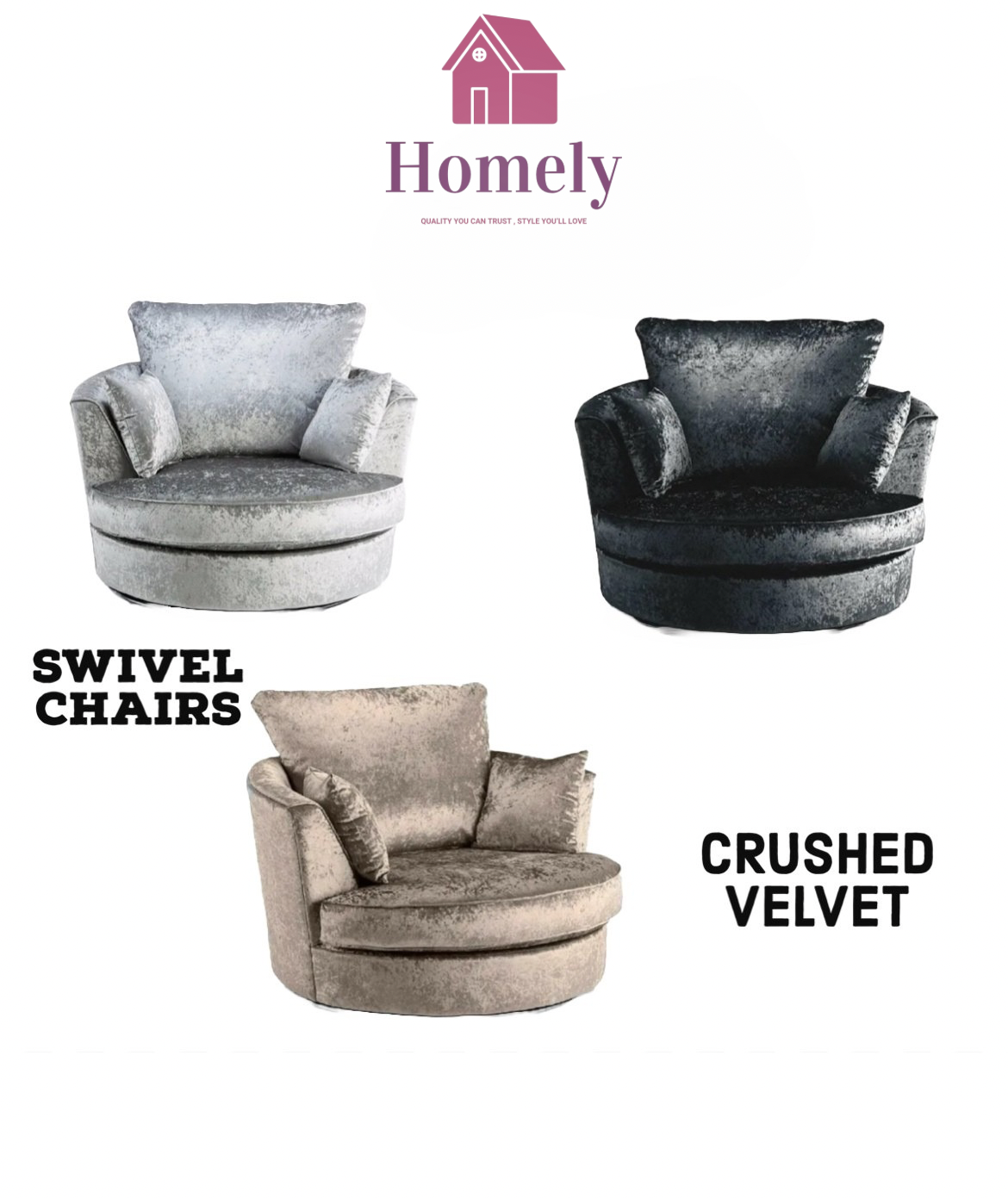 CV- CRUSHED VELVET SWIVEL CHAIR