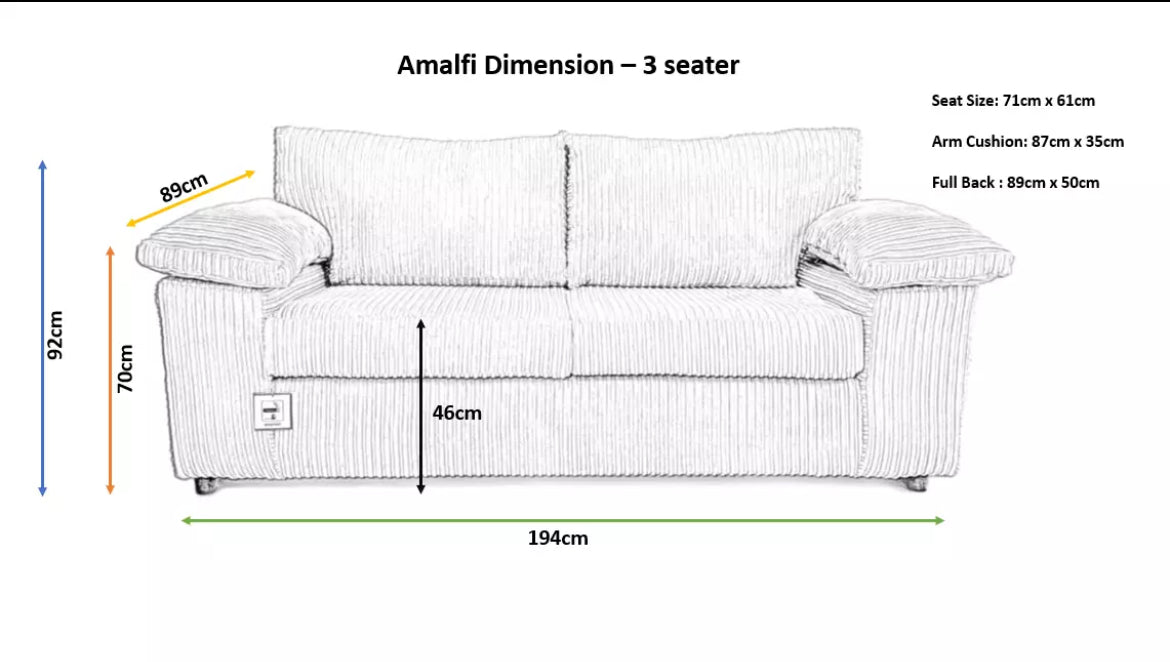 ALMAFI ~ New Sky Blue (Special colour) 3 seater / 2 seater / 3+2 Sofa Suite