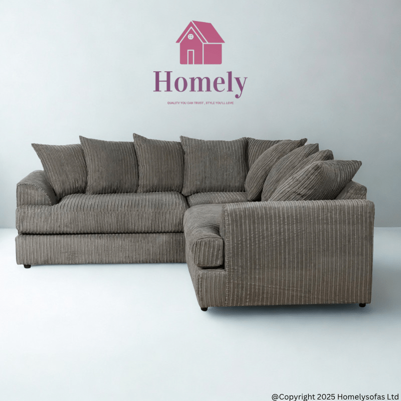FURGESON - JUMBO CORD CORNER SOFA - Homely Sofas