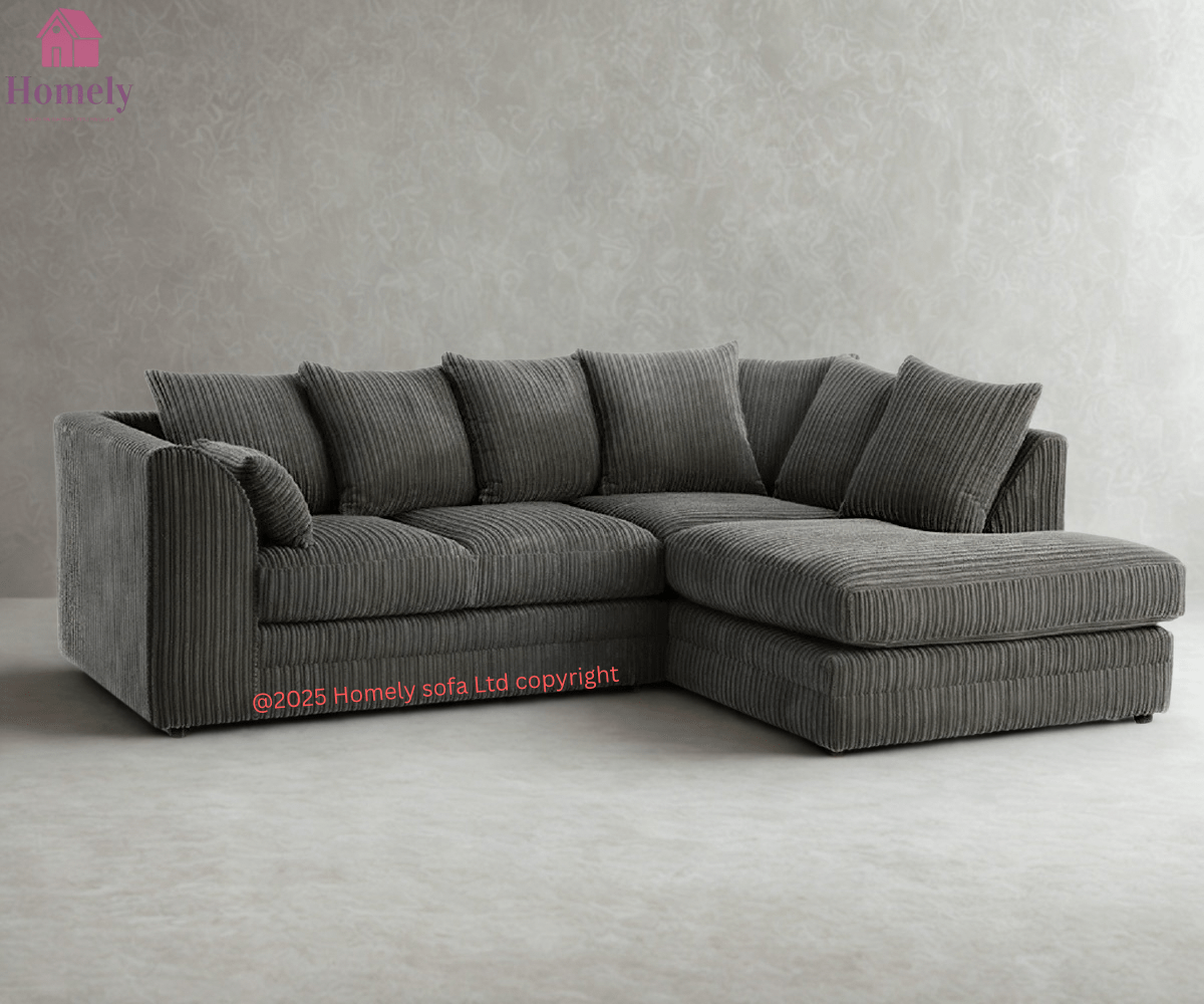 CHICAGO - JUMBO CORD CORNER SOFA (SCATTER CUSHIONS) - Homely Sofas