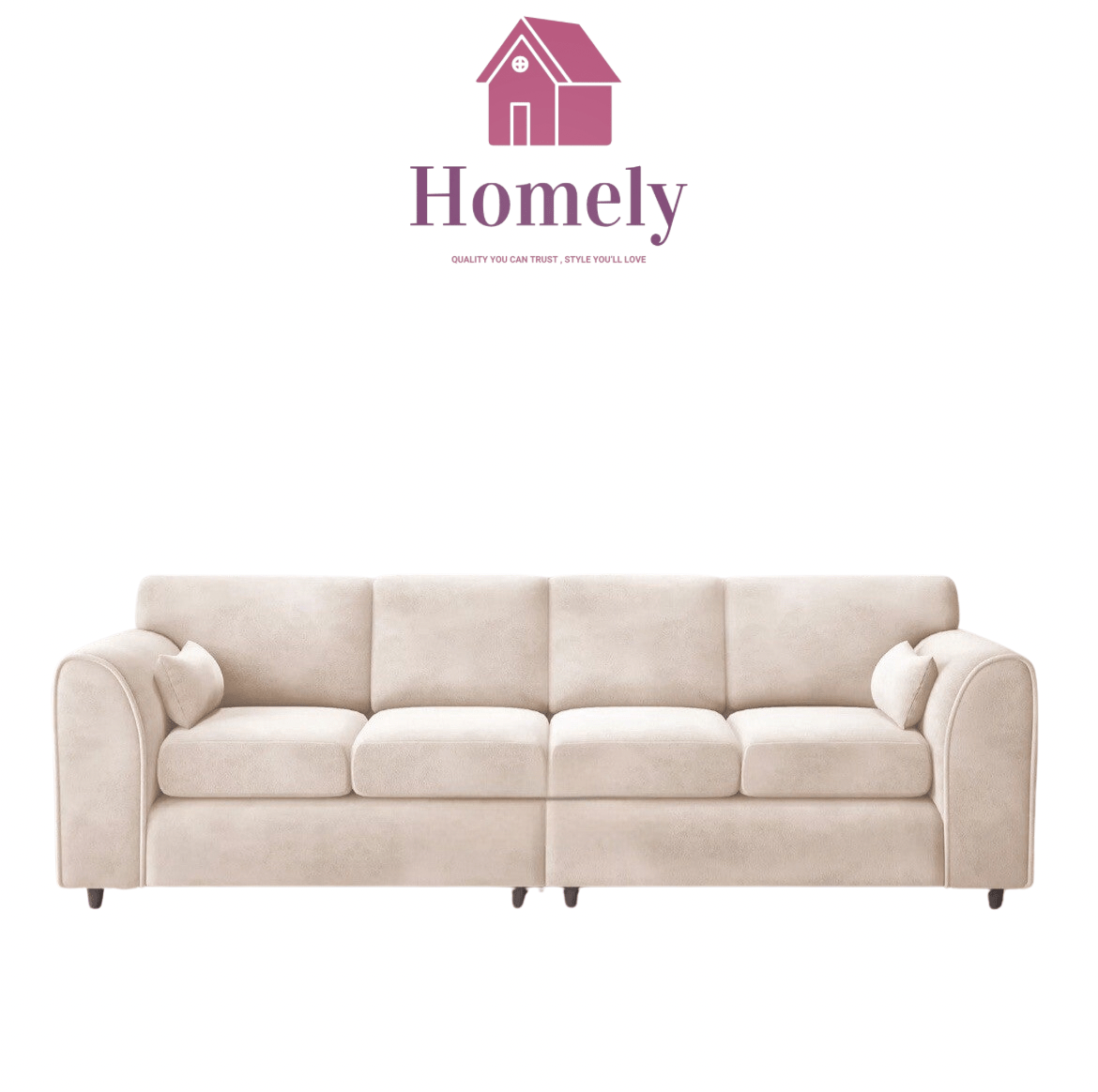 PV - PLUSH VELVET 4 SEATER SOFA (HIGH BACK CUSHIONS) - Homely Sofas
