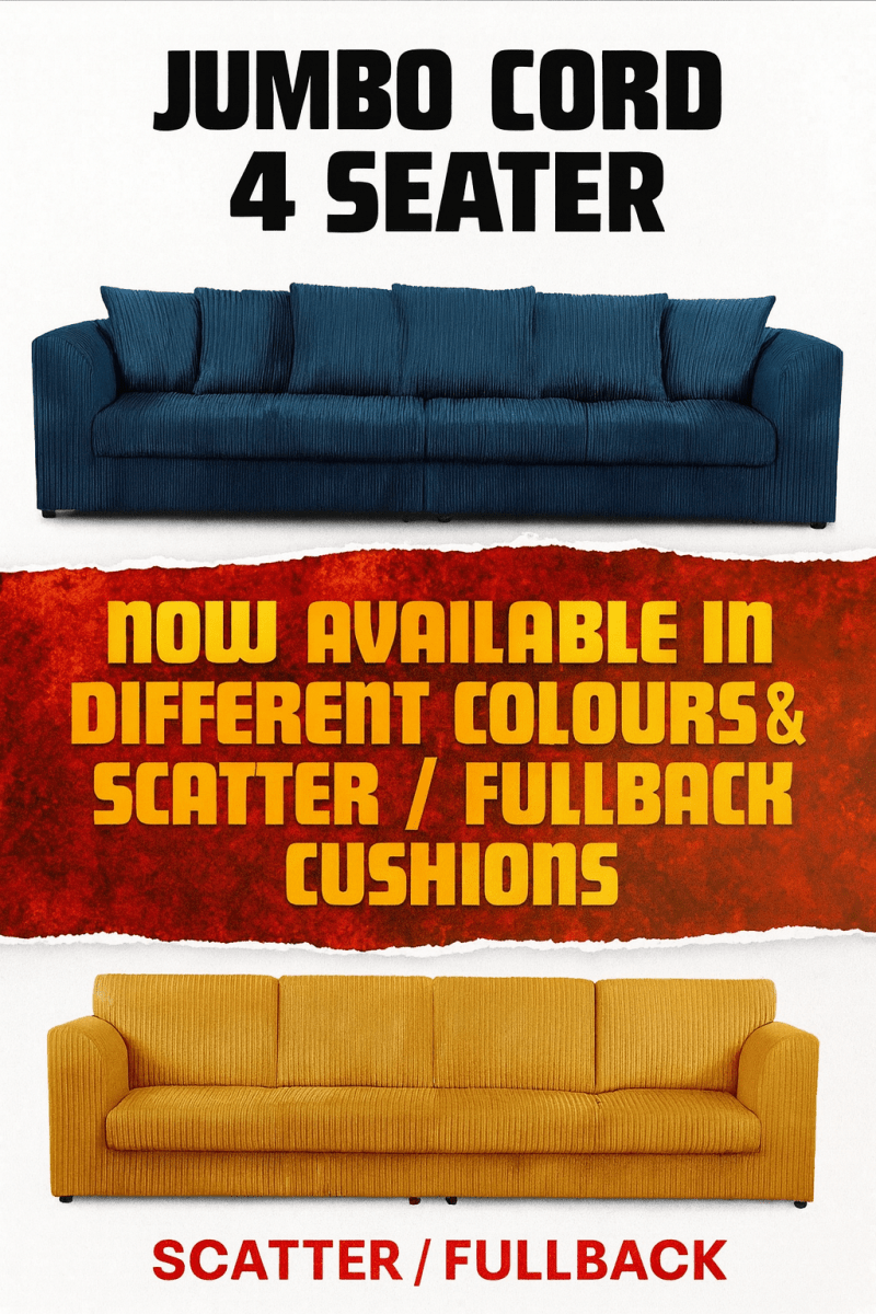JUMBO CORD - 4 SEATER SOFA - Homely Sofas