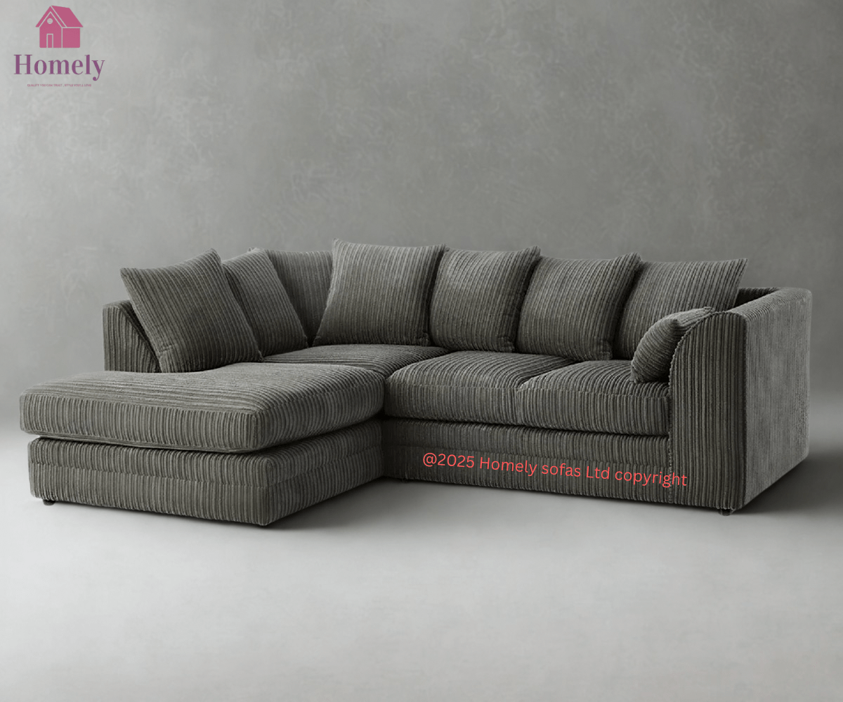 CHICAGO - JUMBO CORD CORNER SOFA (SCATTER CUSHIONS) - Homely Sofas