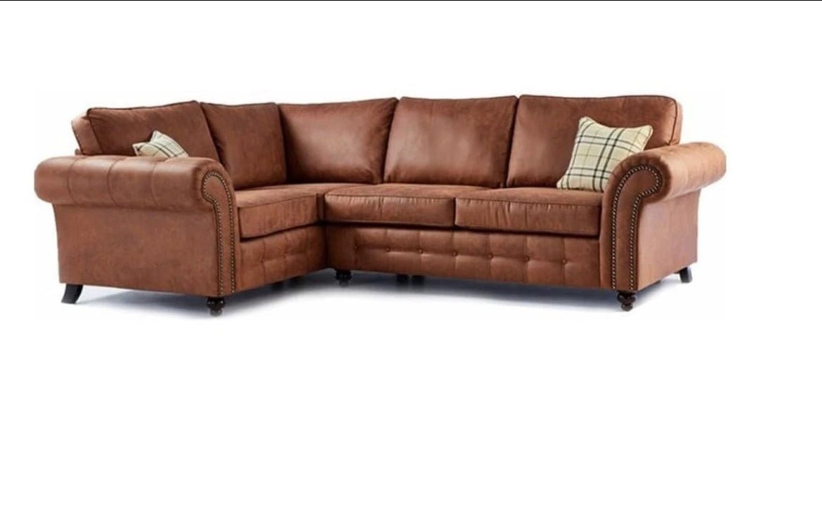 Oakland ~ LH / RH Black & Brown Corner Sofa - Homely Sofas