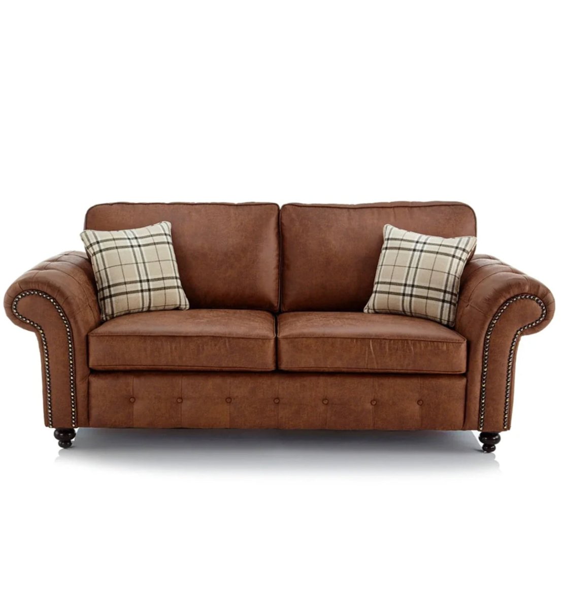 New Oakland ~ Brown / Black Suede Faux Leather 3 Seater Sofa - Homely Sofas