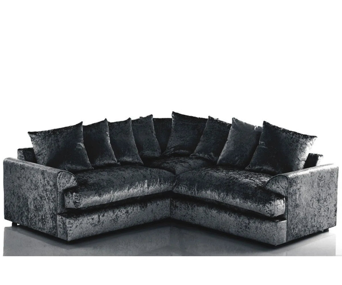 CV - FURGY STYLE CRUSHED VELVET CORNER SOFA (UNIVERSAL) - Homely Sofas