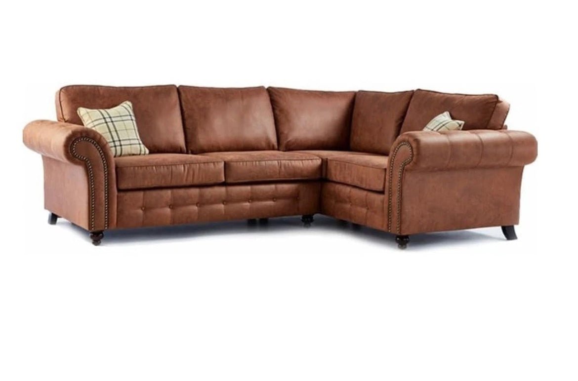 Oakland ~ LH / RH Black & Brown Corner Sofa - Homely Sofas