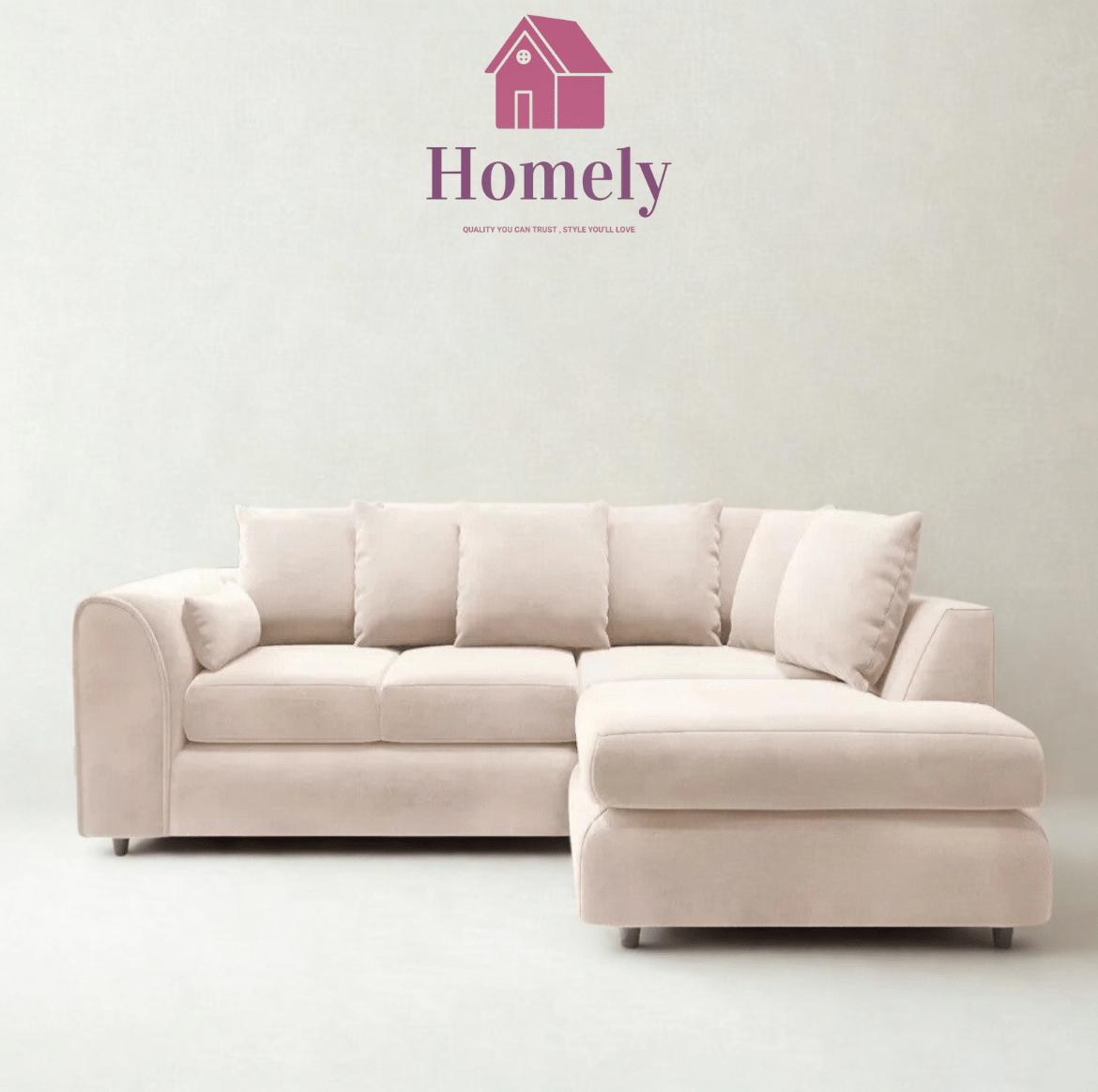 PV - PLUSH VELVET CORNER SOFA (SCATTER CUSHIONS) - Homely Sofas
