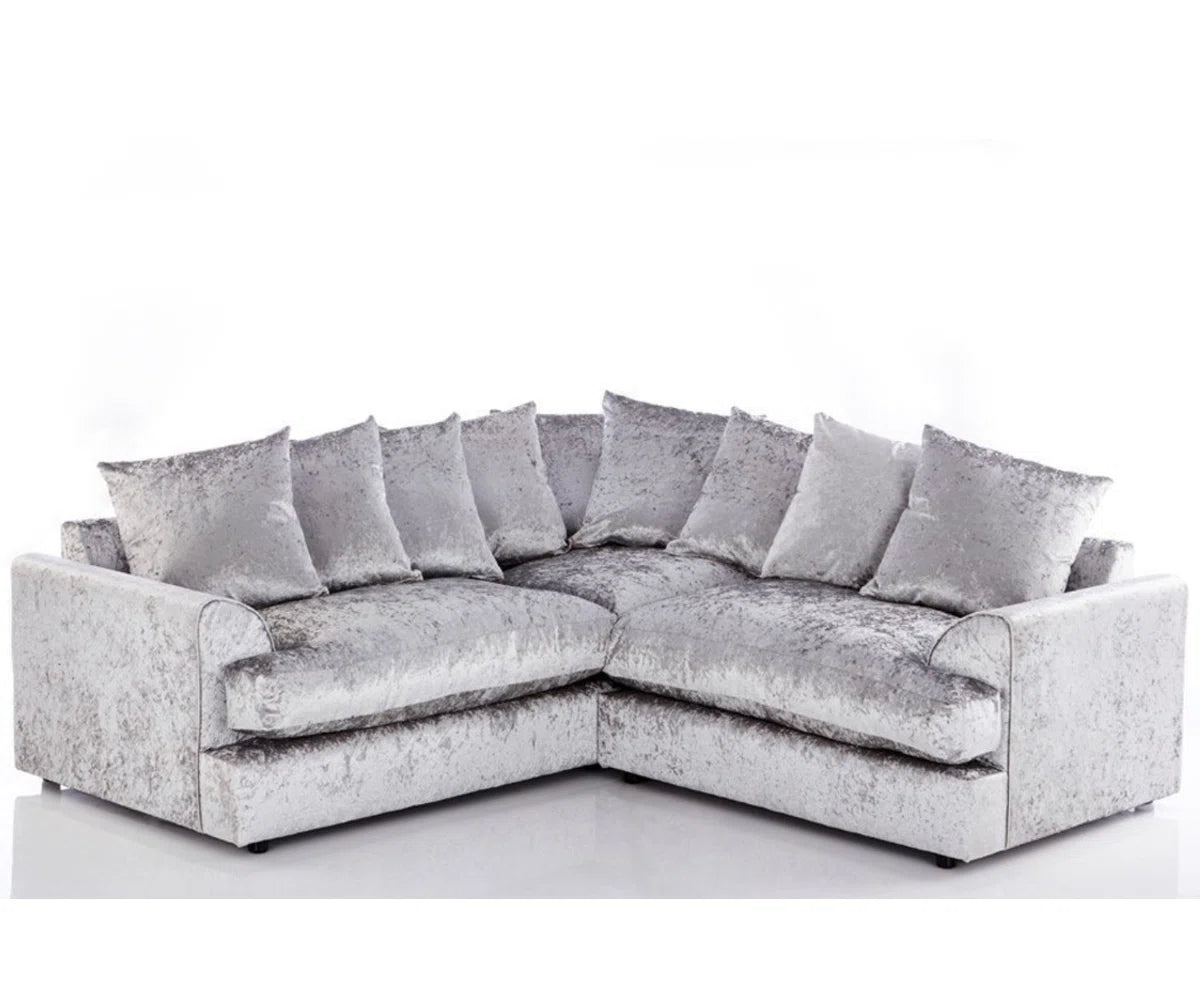 CV - FURGY STYLE CRUSHED VELVET CORNER SOFA (UNIVERSAL) - Homely Sofas