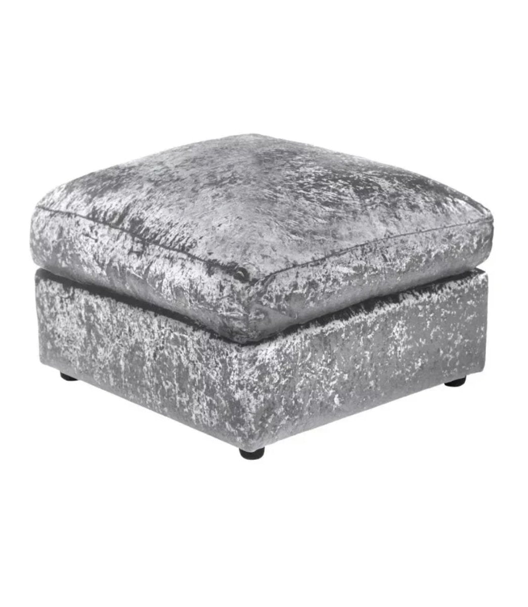 CV ~ CRUSHED VELVET CUSHION TOP FOOTSTOOL - Homely Sofas