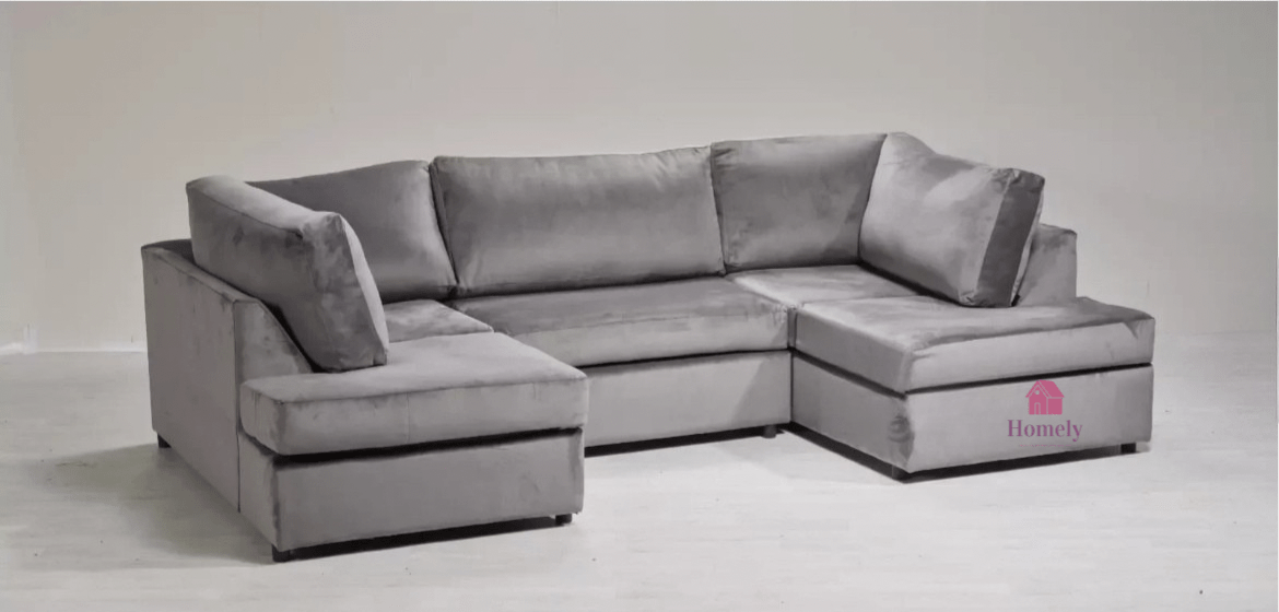 PV ~ EXCLUSIVE U - SHAPE PLUSH VELVET CORNER SOFA (Colour options Available) - Homely Sofas